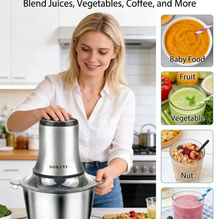 800W 3L Electric Meat Grinder Multifunction Food Processor Stainless Steel Kitchen Grinder Vegetable Chopper Slicer Machine Home