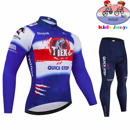 Soudal Quick Step Baby Cycling Clothing Children Long Sleeve Jersey Set Breathable Sportswear Kids Bicycle Maillot Ciclismo