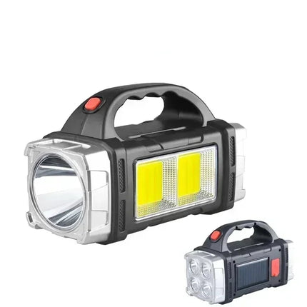 Powerful Handheld Flashlight USB Rechargeable Torch Super Bright Solar COB Floodlight Outdoor Portable Emergency Camping Lamp