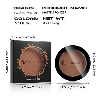 Professional Matte Contour Powder Palette - Long-Lasting Bronzer & Highlighter Makeup Kit for 3D Face Shaping,