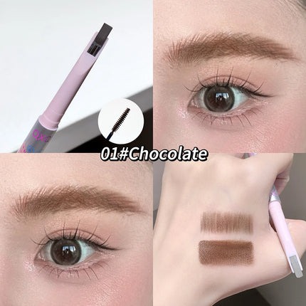 QXQY Dual-Head Eyebrow Pencil And Dye 2-in-1 Natural Color Waterproof Sweat-Resistant Long-Lasting Non-Smudging Eyebrow Makeup
