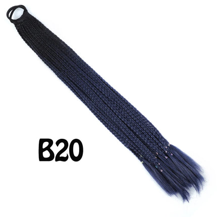 Synthetic Gradient Color Dirty Braided Ponytail Extensions With Elastic Band 24" Rainbow Braid Pony Tail Hairpiece For Girl