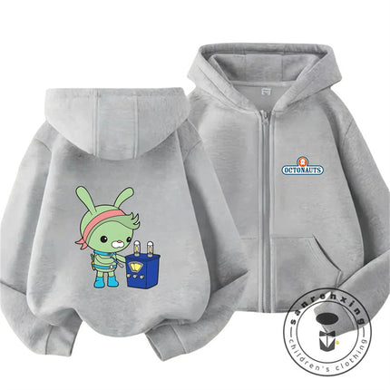 Cute Kawaii 2026 Octonauts Zipper Hoodie 3-14Y Boys Girls Autumn Winter Cartoon Street Hot Fashion Outdoor Casual Lovely