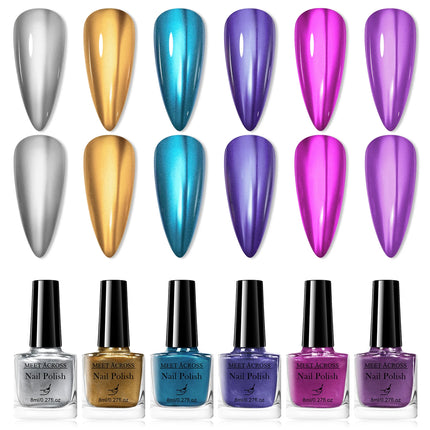 6pcs 8ml Water-Based Nail Polish Long Lasting Quick Drying No Need of Lamp to Cure Nail Supplies Vernis for Nail Art Decorations