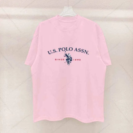Simple Style Men's Cotton T-shirt Polo Letter Graphic Printing Casual Round Neck Men's Short-sleeved Top Free Shipping