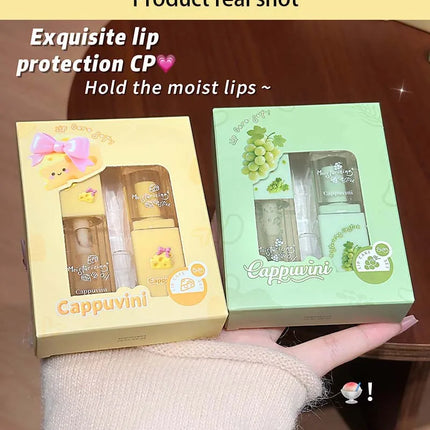 2Pcs Moisturizing Lip Balm & Lip Oil Set Deep Hydration Lip Care Kit Reduces Lip Lines Plumps Lips for Soft And Smooth Pout
