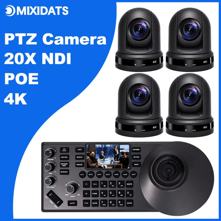 4K NDI PTZ Camera 1-10pcs 20X Zoom Video Conference Camera for Church Business Meeting Optional 1 controller keyboard kit