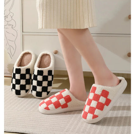 Women Indoor Slippers Warm Plush Home Slipper Autumn Winter Shoes Woman House Flat Floor Soft Silent Slides for Bedroom