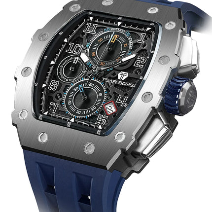 TSAR BOMBA New TB8204 Watch for Men Japan Quartz Chronograph 50M Waterproof Wristwatch Fashion Sport Clock Male Luxury Mens Gift