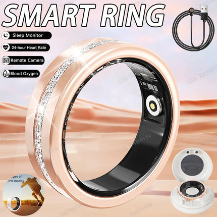 New Fashion Diamond Lady Smart Ring With Box Heart Rate Monitoring Application Controls Fitness Sports Women Health Smartring