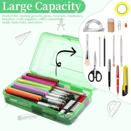 Pencil Box, Pencil Case, Large Capacity Plastic Hard Pencils Case Crayon Box with Snap-Tight Lid Stackable for Adult Student Pe