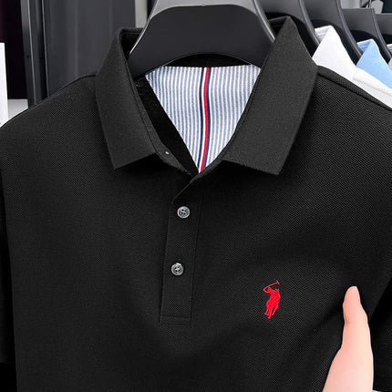 100% pure cotton high-end brand men's short sleeve polo shirt, summer fashion, original pony embroidery, golf polo, casual T-shirt