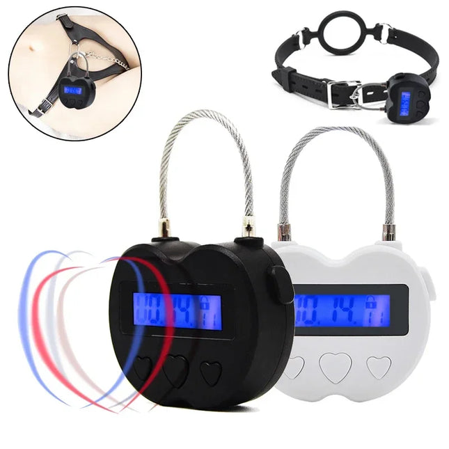 Charging Time Lock Fetish Handcuffs Mouth Gag Electric Timer Bdsm Bondage Restraints Chastity Lock for Couples Adult Sex Games