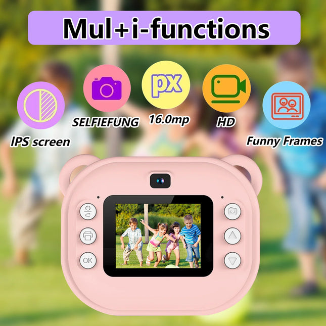 Kids Camera Instant Print Photo, Portable Thermal Printing Camera Toy with HD Digital Video, for 3-12 Years Old Boys Girls