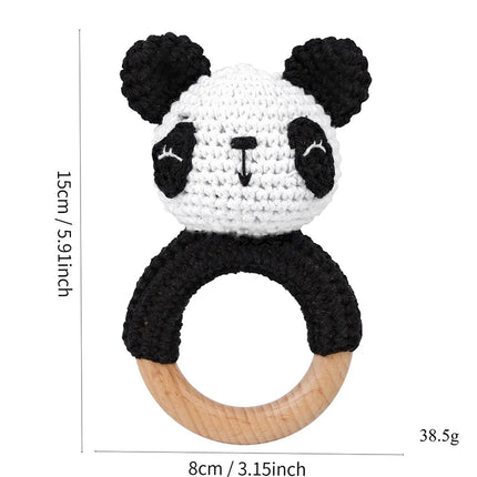 1Pc Baby Rattle Wooden Teether Music Ring Crochet Animal Otter Music Rattles Soother Bracelet Toddler Toys Baby Teething Gifts