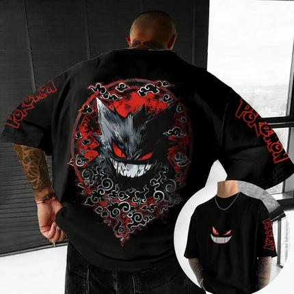 Pokémon Anime Gengar Peripheral New Printed Short Sleeved Men's and Women's Loose Sports Comfortable Cotton Couple T-shirt