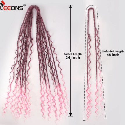 24" Double Ended Dreadlock Extension 5/10 Strands Synthetic Boho Box Braid Dreads Extensions Hippie Style Dreadlocks For Women