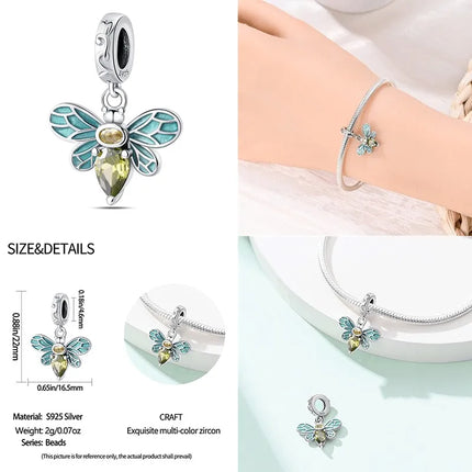 Hot Original 100% 925 Sterling Silver Chameleon Beads Firefly Charms Fit Original Bracelet DIY Jewelry Making Women's Gift