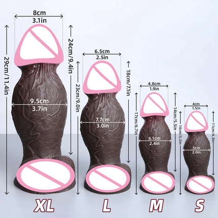 Realistic Silicone Dildo Thick Huge Glans Dildos 4 Sizes with Strong Suction Cup Anal Vagina G-spot Stimulate Butt Plug Sex Toys