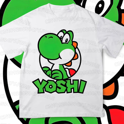 Boys Girls Family Kids T-shirt Tops Summer Cartoon Yoshi Men's Women's Short Sleeve T-shirt Tops