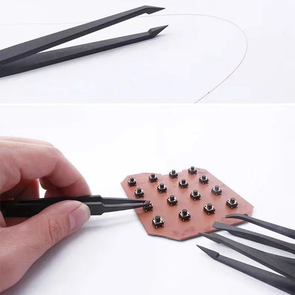 8pcs/Set Anti-Static ESD Plastic Tweezers Set Curved & Straight Forceps for Electronic PCB Repair Anti-Static Hand Tools