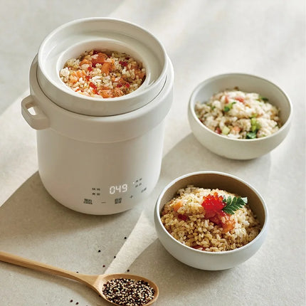 600ml Multi-function Rice Cooker Ceramic Non-stick Fast Electric Cook Pot Portable Electric Lunch Box Office Hot Meal Bento Meal