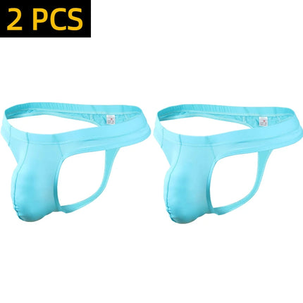 1/2/3 PCS Men Solid G Strings Thong Underwear Ice Silk Sissy Tanga Hombre Jockstrap Penise Bag Breathable Thin Men Underwear