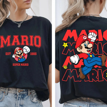 2026 New Super Mario graphic unisex cotton shirt, There are children's sizes, Mario summer movie Men's fashion Harajuku T-shirt