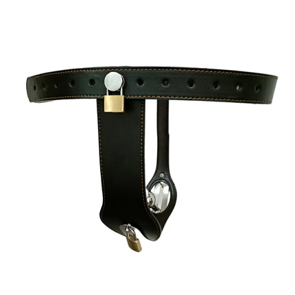 Leather T-Shaped Female Chastity Belt Masturbator Strap on Pants Adjustable Underwear Chastity Lock Bdsm Device Fetish Sex Toys