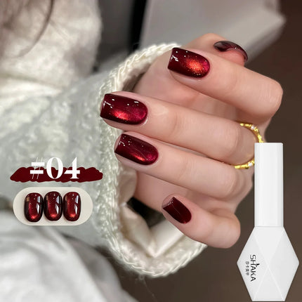WS 10ML Red Wine Cat Magnetic Gel Nail Polish Glitter Semi Permanant Soak Off UV LED Gel Varnish For Manicure DIY Nail Supplies
