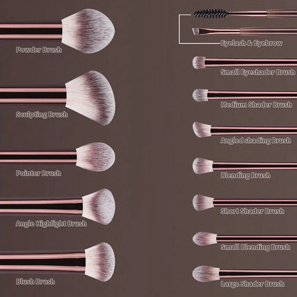 13PCS Makeup Brush Set Foundation Concealer Powder Eyeshadow Blush Brush Kabuki Blending Cosmetic Beauty Tool for Face