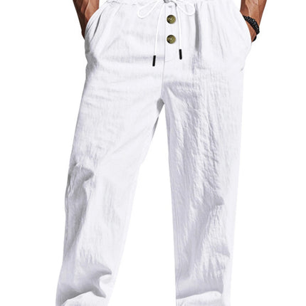 Men's Casual Trousers 2025 Spring/Summer New Man Large Size white Straight trousers Solid Beach black Fitness Pants S-XXXL