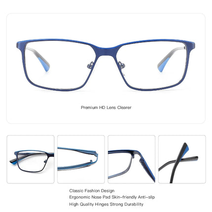 ZENOTTIC  Modish Metal Eyebrow Prescription Glasses for Men Square Photochromic Optical Eyeglasses Progressive Eyewear