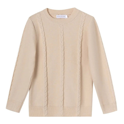 Boutique Round Neck Long Sleeves Kids Pullover Warm Basic Baby Boy Girl Knitwear Autumn Winter Clothes For Children