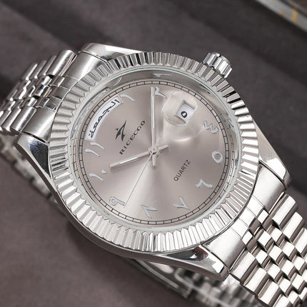 Business Mens Watches Stainless Steel Luxury Quartz Movement Wristwatch Clock Casual Chronograph for Holiday Couple Gift