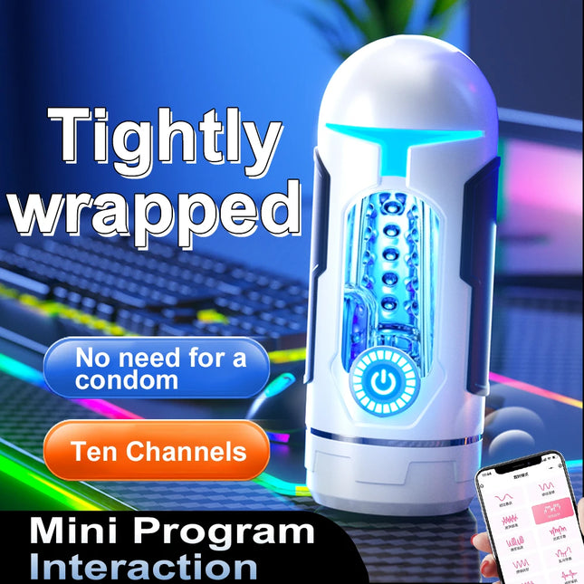 Electric Male Masturbator App Men Sex Toys with Suction Cup Base Penis Pump Pocket Pussy Stroker Vibrator for Adult Masturbation