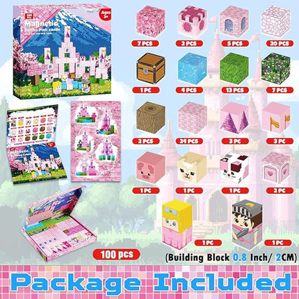 Magnetic Building Blocks Mine World Magnet Cube Set STEM Montessori Sensory Toy for Kids Boys Girls Ages 3+ DIY Model Children