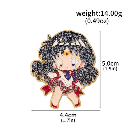 Anime Cartoon Moon Tsukino Usagi Enamel Keychain Necklace for Women Girl Magic Brooch Aino Minako Pin Cosplay Jewelry Gift