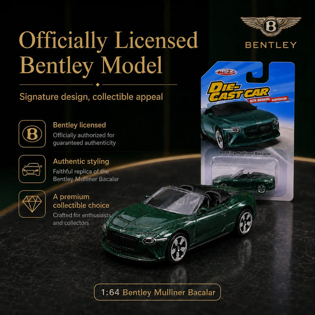 CCA 1:64 Bentley Mulliner Bacalar Miniature Model 1:64 3" Alloy Toy Car Vehicle Free Wheels Diecast Collection Gift Boyfriend