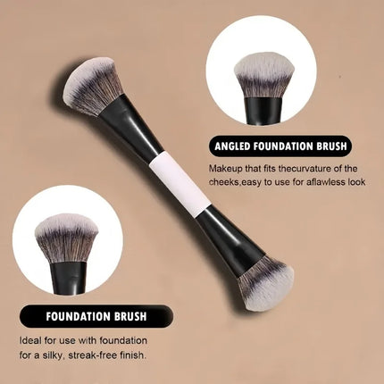 Double Head Makeup Brushes 2 In 1 Flat Angled Foundation Concealer Contour for Blending Loose Powder Liquid Cream Cosmetic Tools