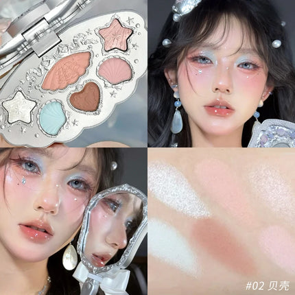 Flower Knows Shells Jewel Collection 6Colors Eyeshadow Palette Matte Pearl Sea Metallic High-Pigment Long-lasting Makeup