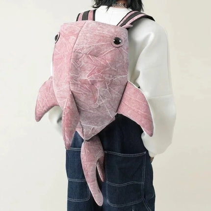 Cute Whale Shark Shape Backpack Durable Large Capacity Travel Bag Women Men Cute Outdoor Cartoon Knapsack Student Schoolbag