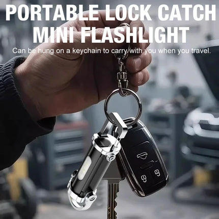 Portable Rechargeable LED COB Keychain Handheld Flashlights With Hook Hanging Emergency  Work Lamp For Camping Walking Hiking