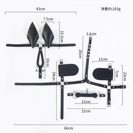 BDSM Fetish Leather Harness Head Piece Hood Mask With Silicone Bone Mouth Gag Ears Eye Shade Bit Blindfold For Pony Pet Cosplay