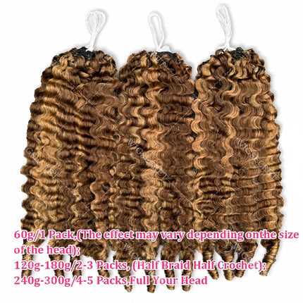 12A P4/27 Burmese Curly Human Hair Pre-Separated Knotless  Highlight Pixie Curls Feather Crochet Miracle Knots Hair Extensions