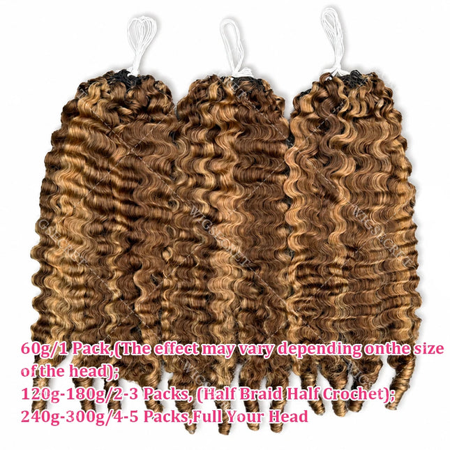 12A P4/27 Burmese Curly Human Hair Pre-Separated Knotless  Highlight Pixie Curls Feather Crochet Miracle Knots Hair Extensions
