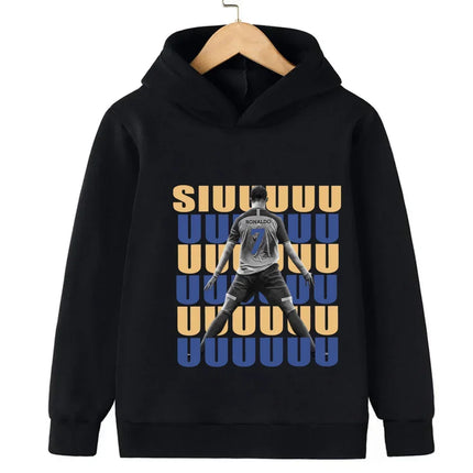 Messi Printed Children's Hooded Hoodie Plus Velvet Sweatshirt Casual Sportswear Pullover Black Top Boy and Girl Kid Baby Clothes