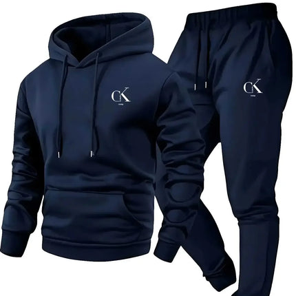 2026 Men'S Hoodie & Sweatpants Set - Casual Gray Loungewear with Pockets Drawstring Hood and Ribbed Waistband -Season Comfort