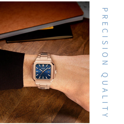 NIBOSI Luxury Square Fashion Men's Wristwatch Waterproof Luminous Date Week Quartz Men's Watches Stainless Steel Men's Watch Reloj