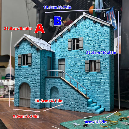 Assembly Architectural Miniature Building Architecture Stone Dwelling Old-World Stone Cottage House Diorama Scale Model Kit 1/35